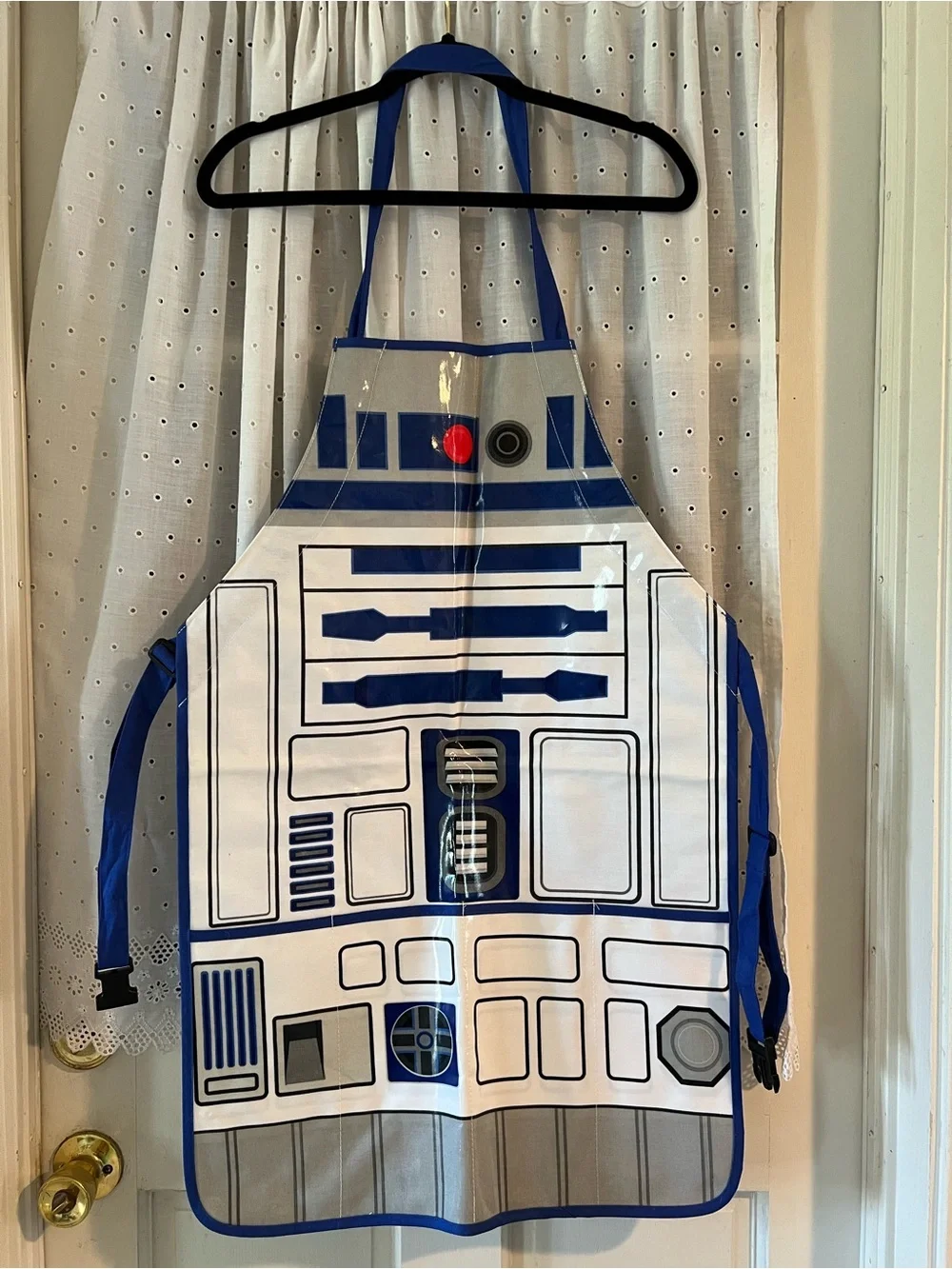 R2-D2 Inspired Blue and White Kitchen Apron - Licensed Character Style